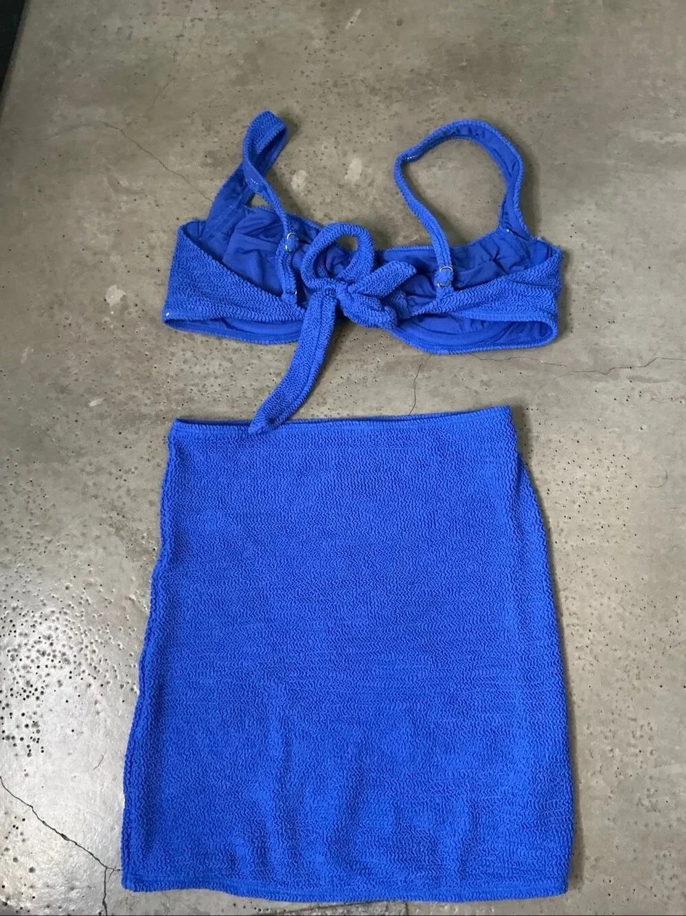 Monday Swimwear Bikini Top and Skirt | Blue in S/M